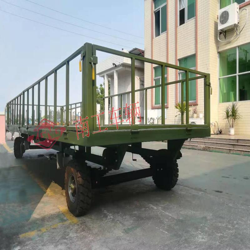 5-ton guardrail flatbed trailer, fully trailer chassis, military green trailer
